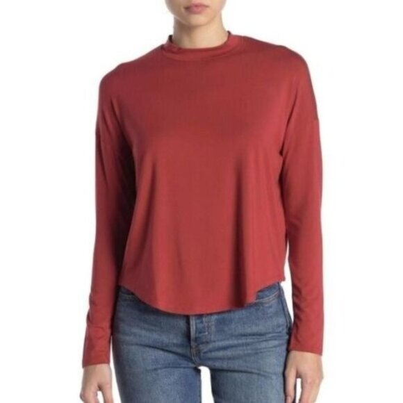 Madewell Tatiana sage green long sleeve mock neck pullover stretch top Size Med - Picture 1 of 8